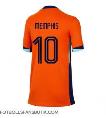 Nederländerna Memphis Depay #10 Replika Hemmatröja Damer EM 2024 Kortärmad